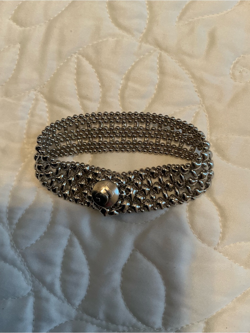 SG Liquid Metal Mesh Bracelet with Button Closure